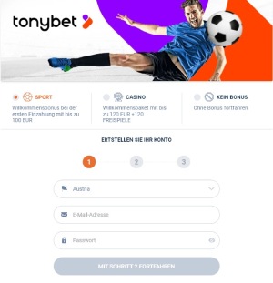 Registrierung im Tonybet